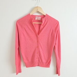 Vintage Wool Bubblegum Pink Button-Up Cardigan Sweater Size Small